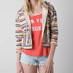 Billabong Helpful Hints Cropped Zip Sweatshirt Size Large